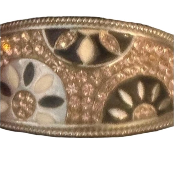 Vintage Crystal Rhinestone Clamper Bracelet Silver Tone Light Pink Boho Art Deco - Picture 2 of 6